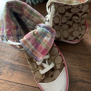 COACH Bonney Brown Women  Canvas High-Top Sneakers